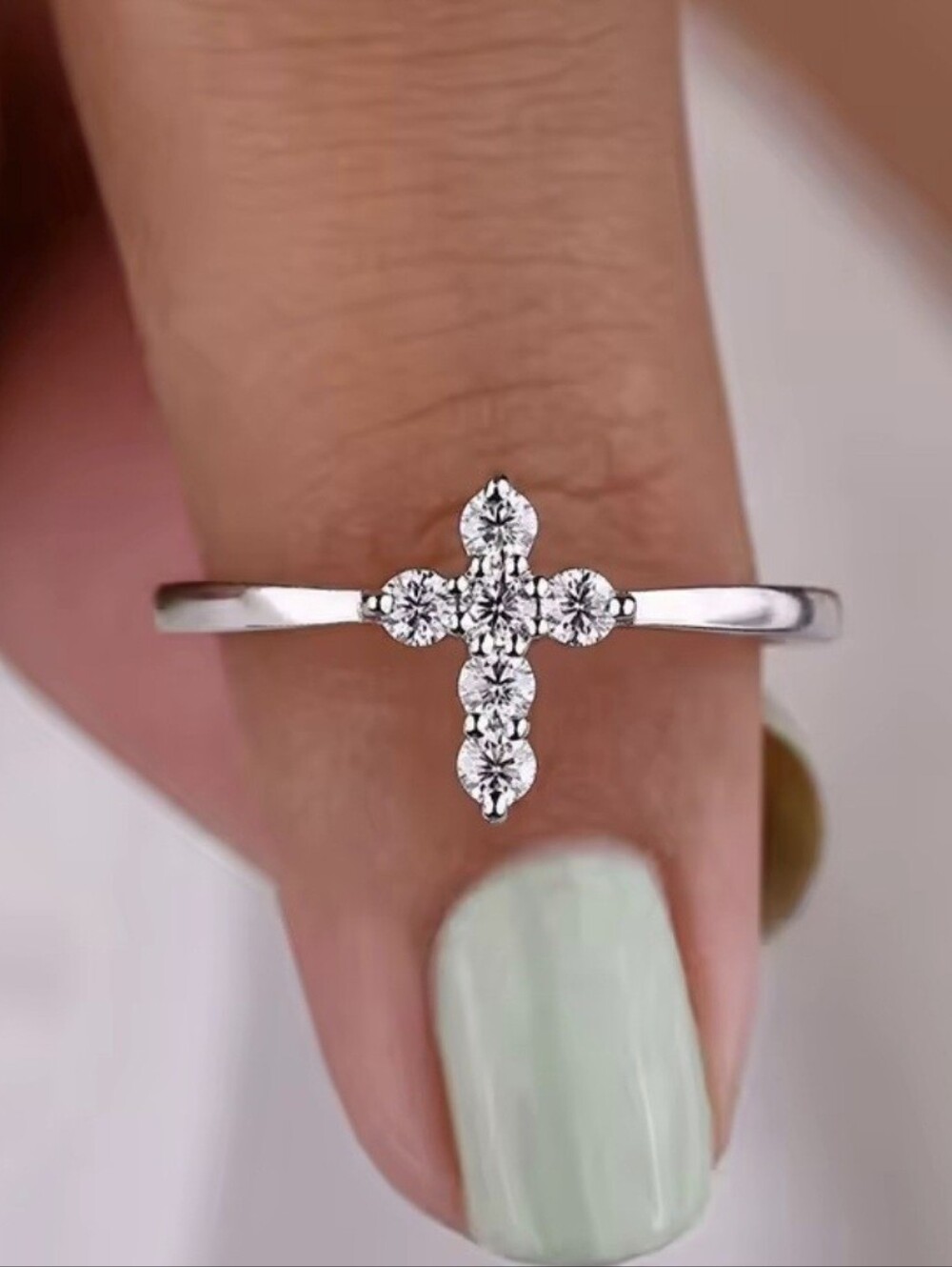 ✝️✝️NEW✝️✝️ BEAUTIFUL!! S925 Sterling Silver CZ Cross Ring